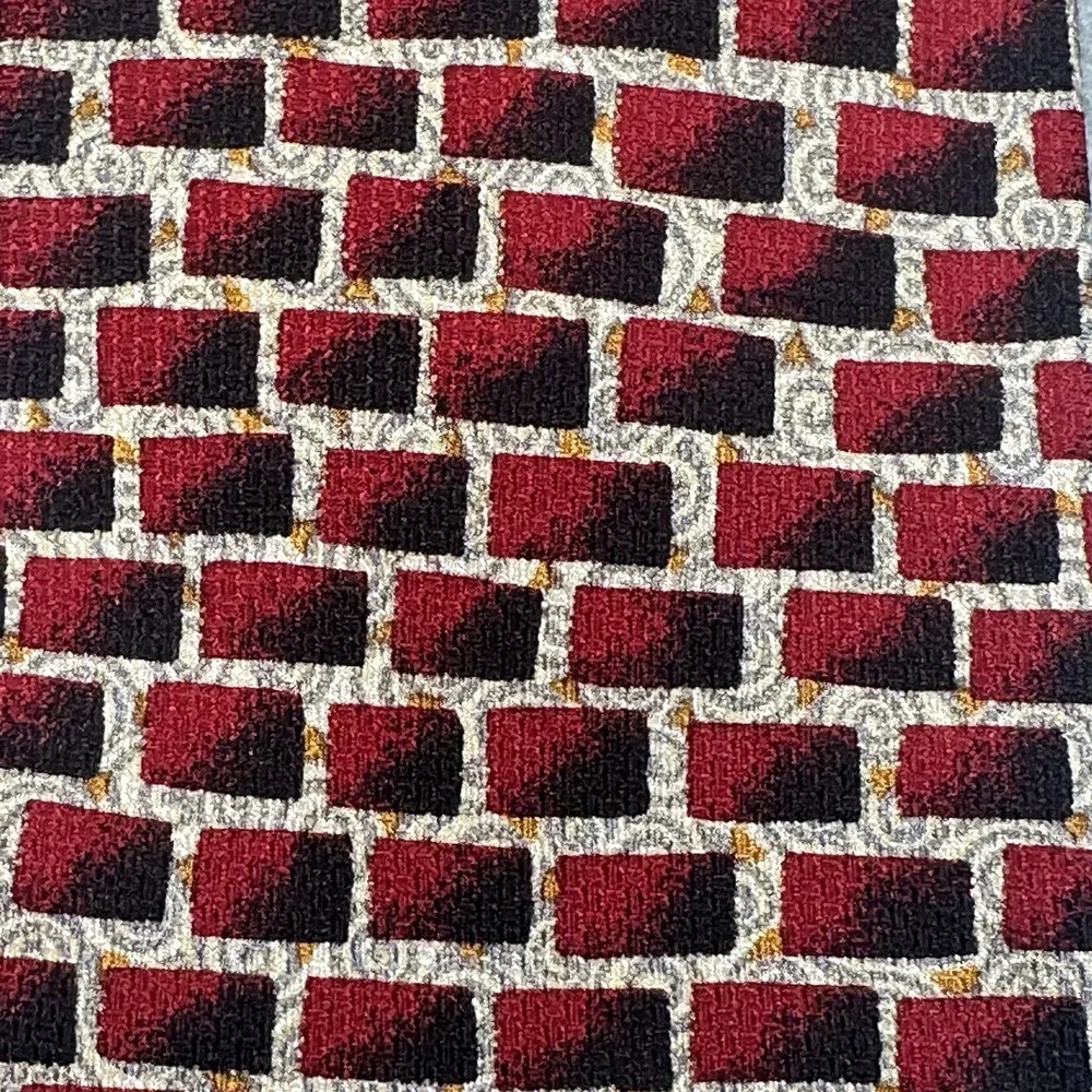 Dilena Italy‎ Silk Tie Red Black Geometric Necktie Made in Italy 60x3.9in